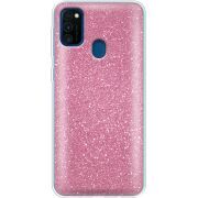 Чехол с блёстками Samsung M307 Galaxy M30s Розовый