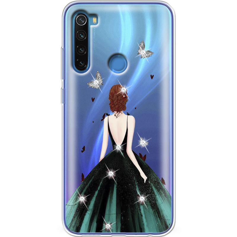 Чехол со стразами Xiaomi Redmi Note 8 Girl in the green dress