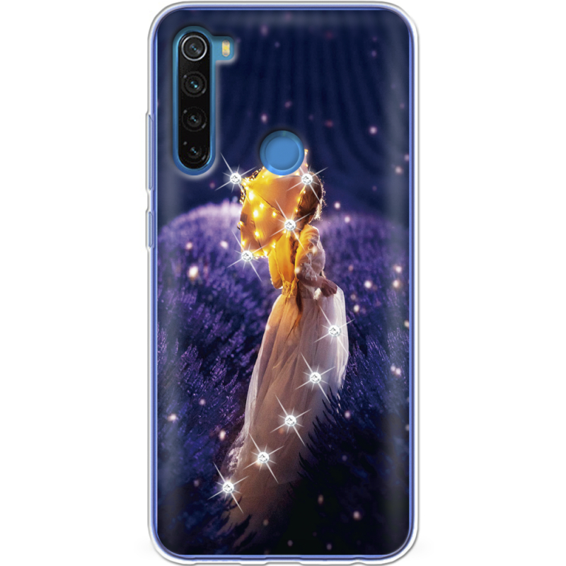 Чехол со стразами Xiaomi Redmi Note 8 Girl with Umbrella