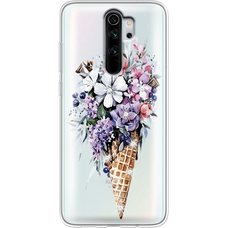 Чехол со стразами Xiaomi Redmi Note 8 Pro Ice Cream Flowers