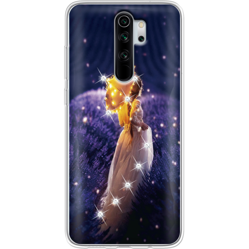 Чехол со стразами Xiaomi Redmi Note 8 Pro Girl with Umbrella