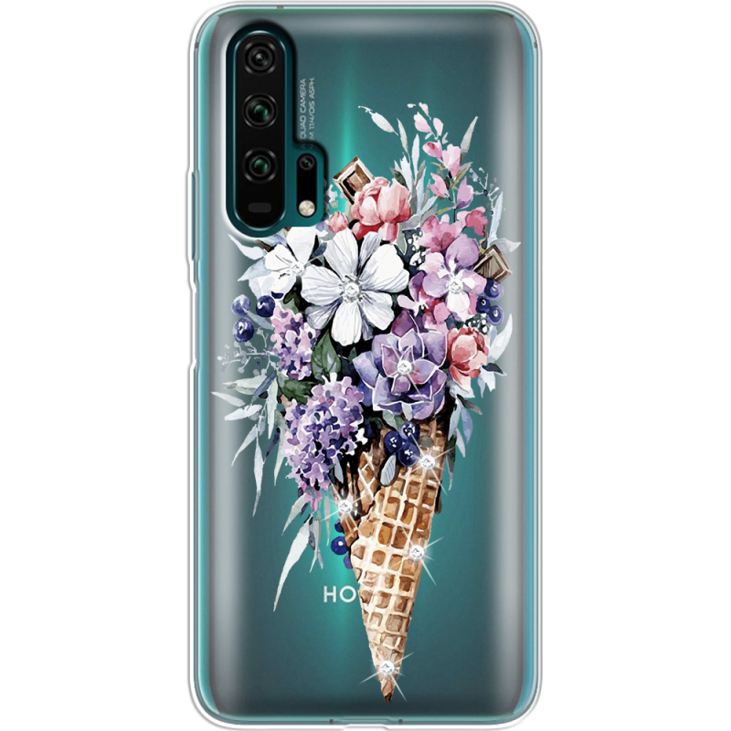 Чехол со стразами Honor 20 Pro Ice Cream Flowers