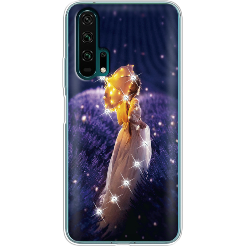 Чехол со стразами Honor 20 Pro Girl with Umbrella