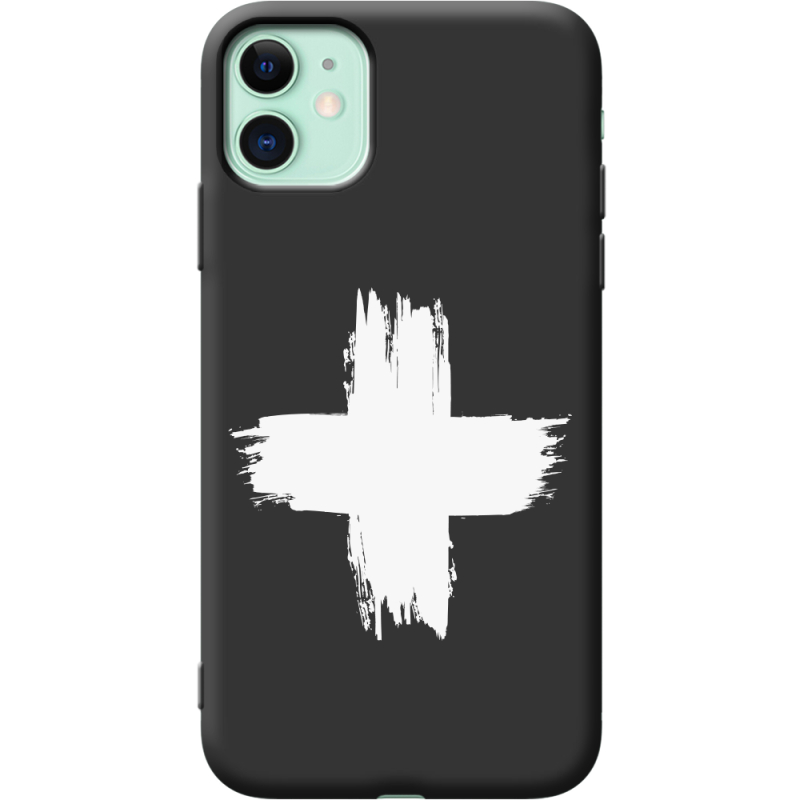 Черный чехол Uprint Apple iPhone 11 Білий хрест ЗСУ