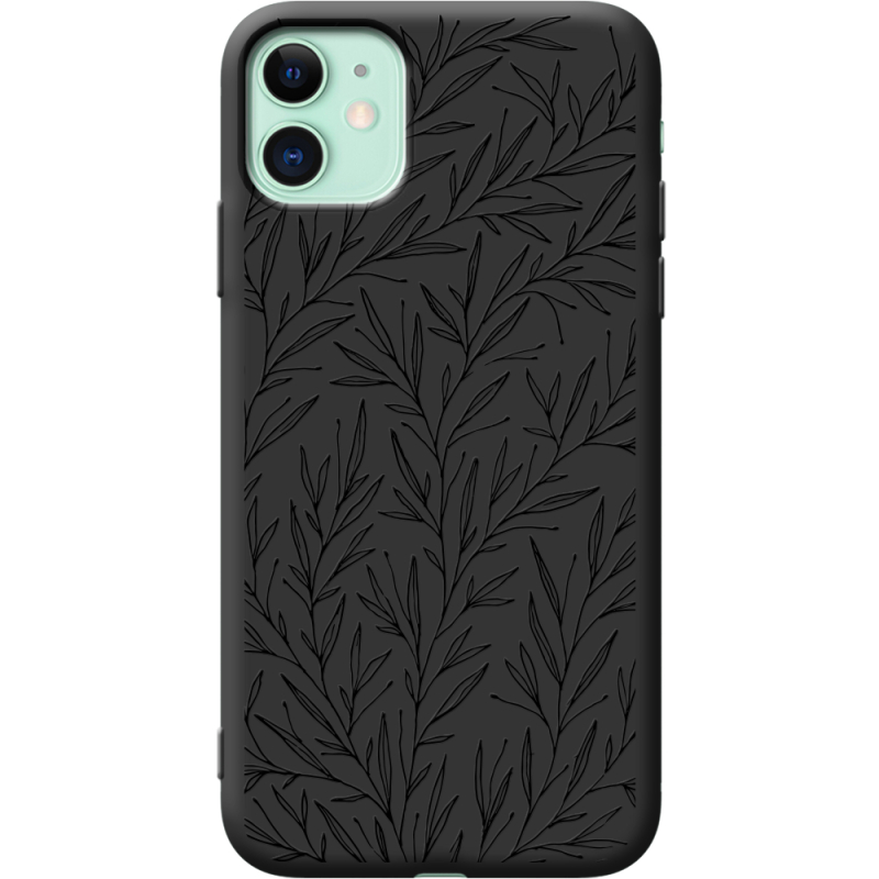 Черный чехол Uprint Apple iPhone 11 Leaves