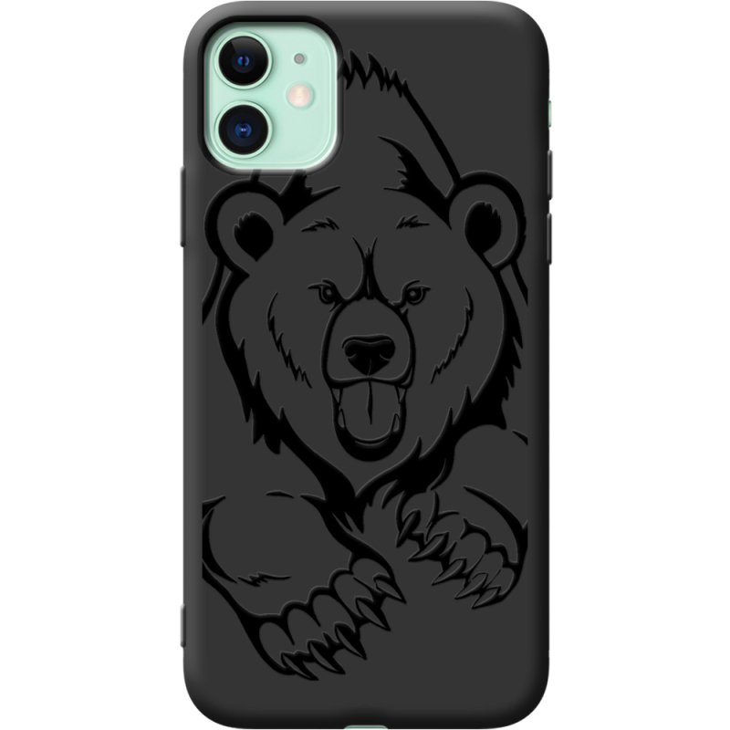 Черный чехол Uprint Apple iPhone 11 Grizzly Bear