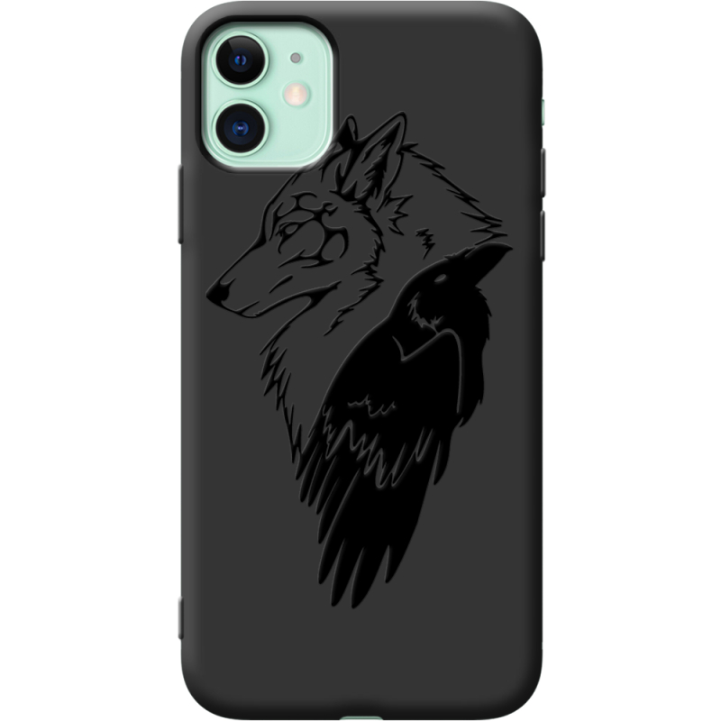 Черный чехол Uprint Apple iPhone 11 Wolf and Raven