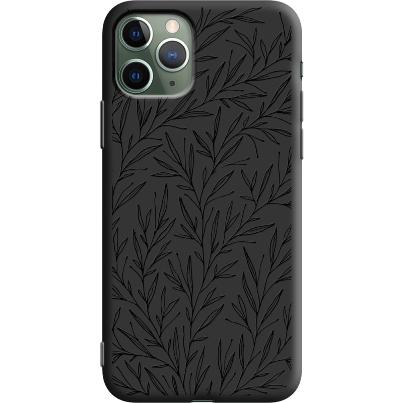 Черный чехол Uprint Apple iPhone 11 Pro Leaves