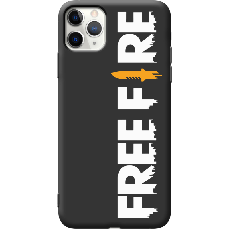 Черный чехол Uprint Apple iPhone 11 Pro Max Free Fire White Logo