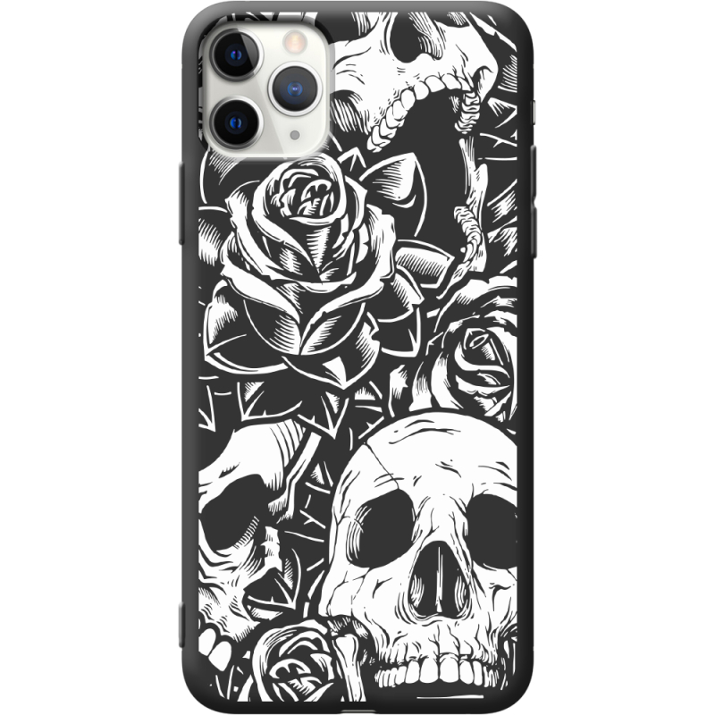 Черный чехол Uprint Apple iPhone 11 Pro Max Skull and Roses