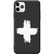 Черный чехол Uprint Apple iPhone 11 Pro Max Білий хрест ЗСУ