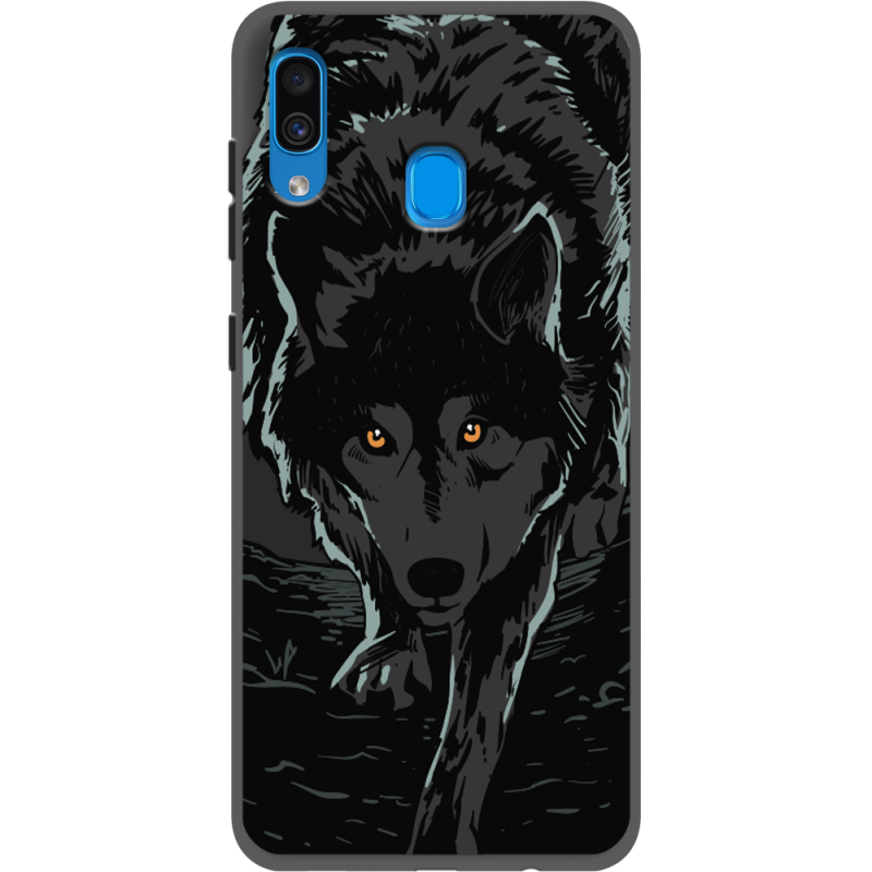 Черный чехол Uprint Samsung A205 Galaxy A20 Wolf