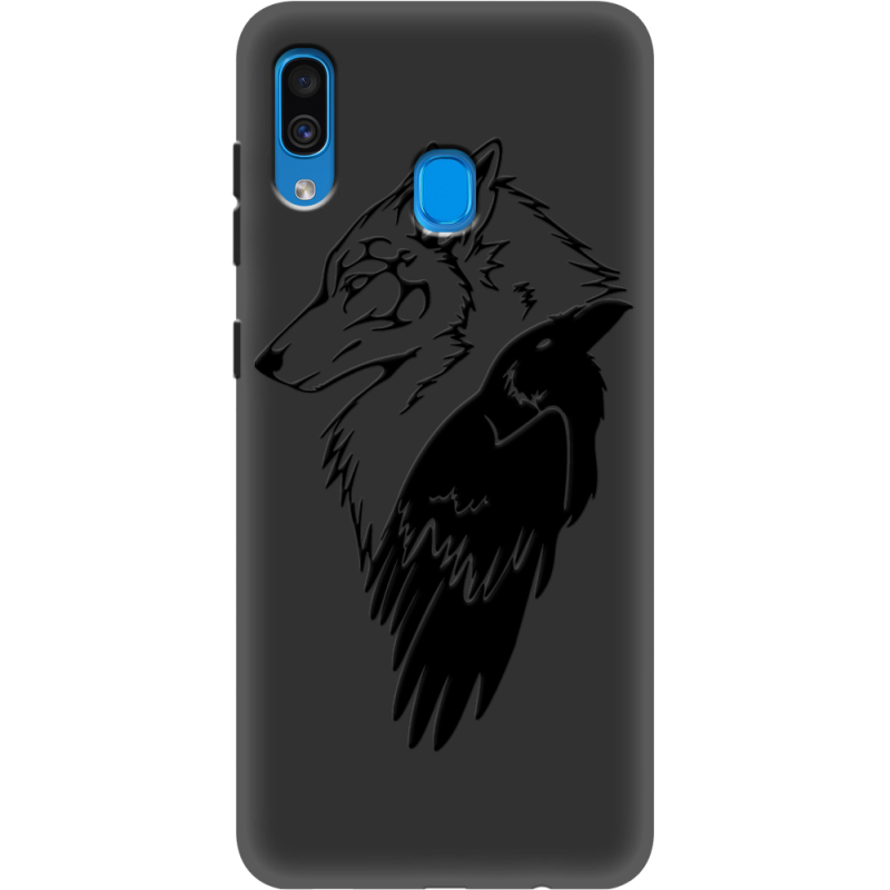 Черный чехол Uprint Samsung A205 Galaxy A20 Wolf and Raven