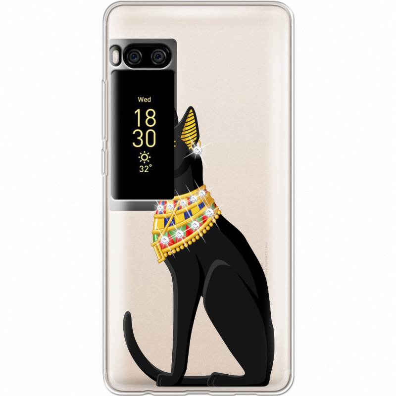 Чехол со стразами Meizu Pro 7 Egipet Cat
