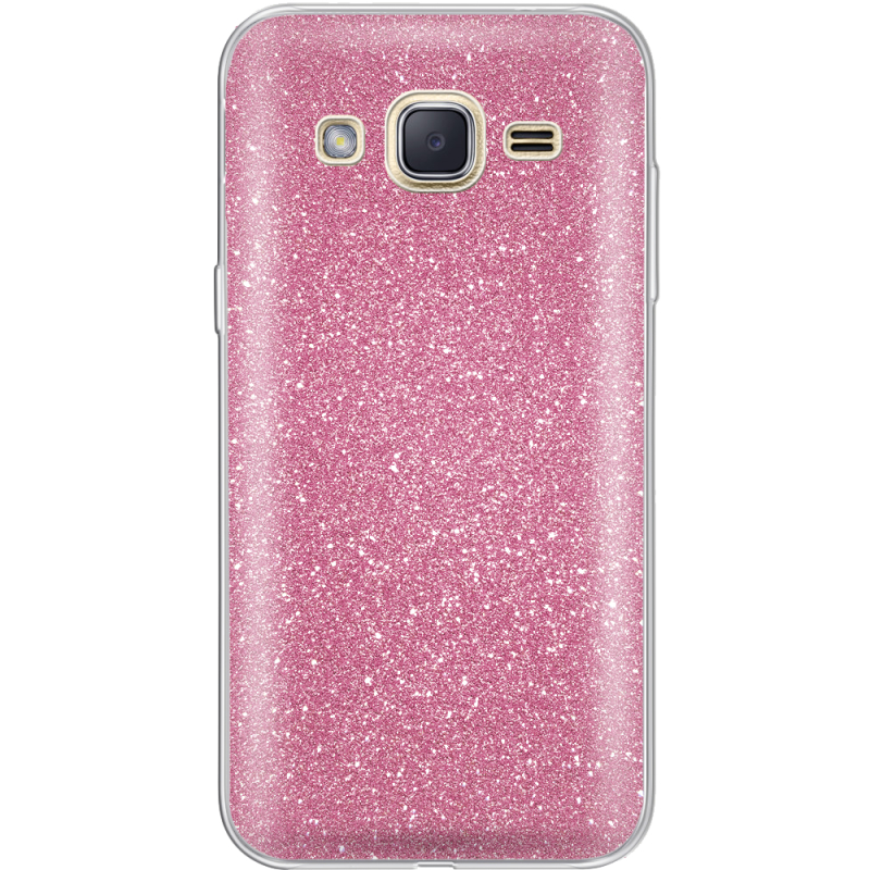 Чехол с блёстками Samsung J200H Galaxy J2 Розовый
