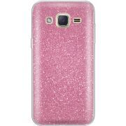 Чехол с блёстками Samsung J200H Galaxy J2 Розовый