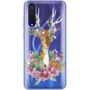 Чехол со стразами Xiaomi Mi 9 Lite Deer with flowers