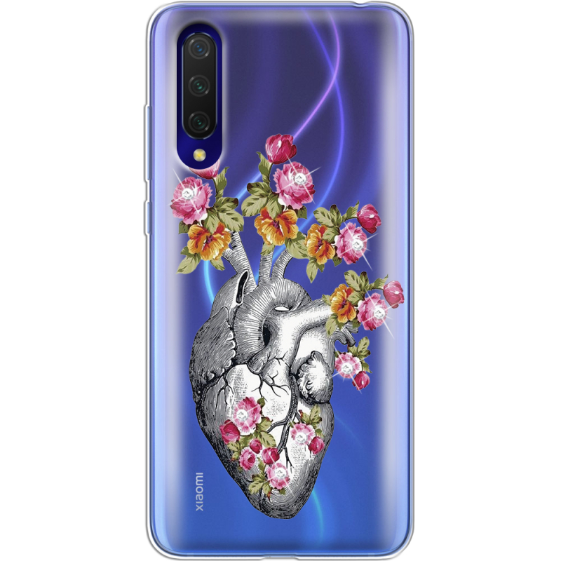 Чехол со стразами Xiaomi Mi 9 Lite Heart