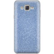Чехол с блёстками Samsung J701 Galaxy J7 Neo Duos Голубой