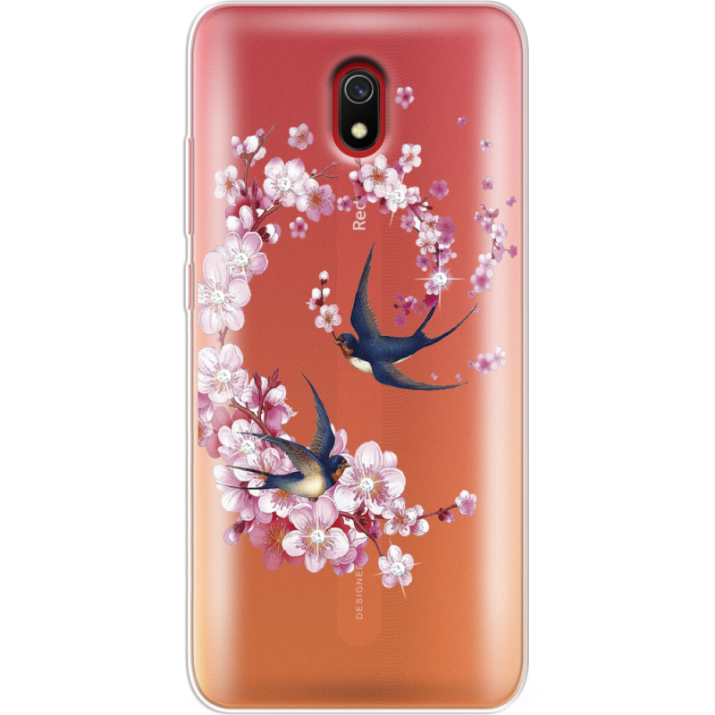 Чехол со стразами Xiaomi Redmi 8A Swallows and Bloom