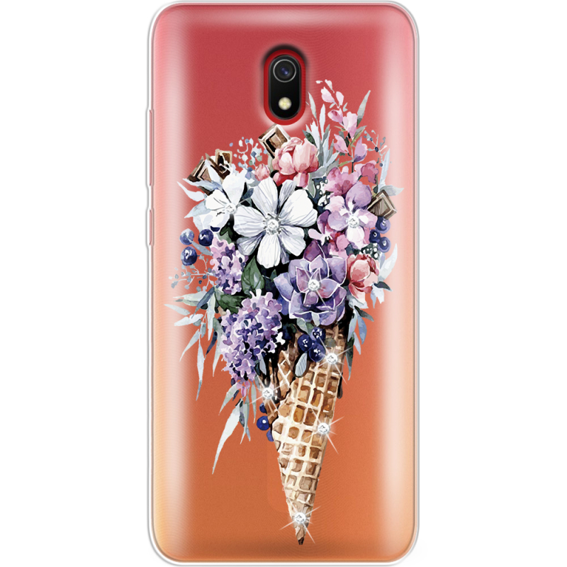 Чехол со стразами Xiaomi Redmi 8A Ice Cream Flowers