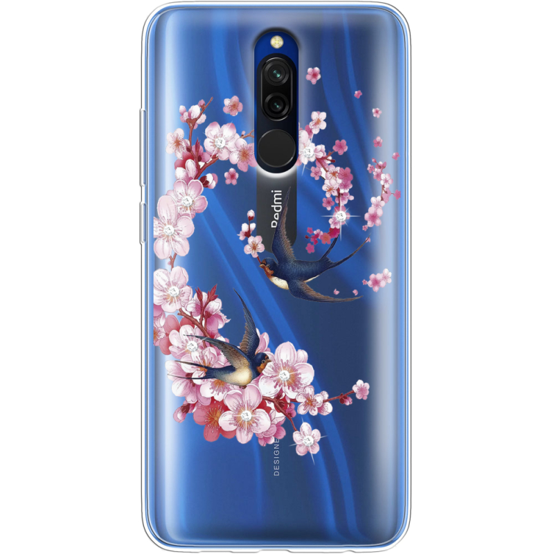 Чехол со стразами Xiaomi Redmi 8 Swallows and Bloom