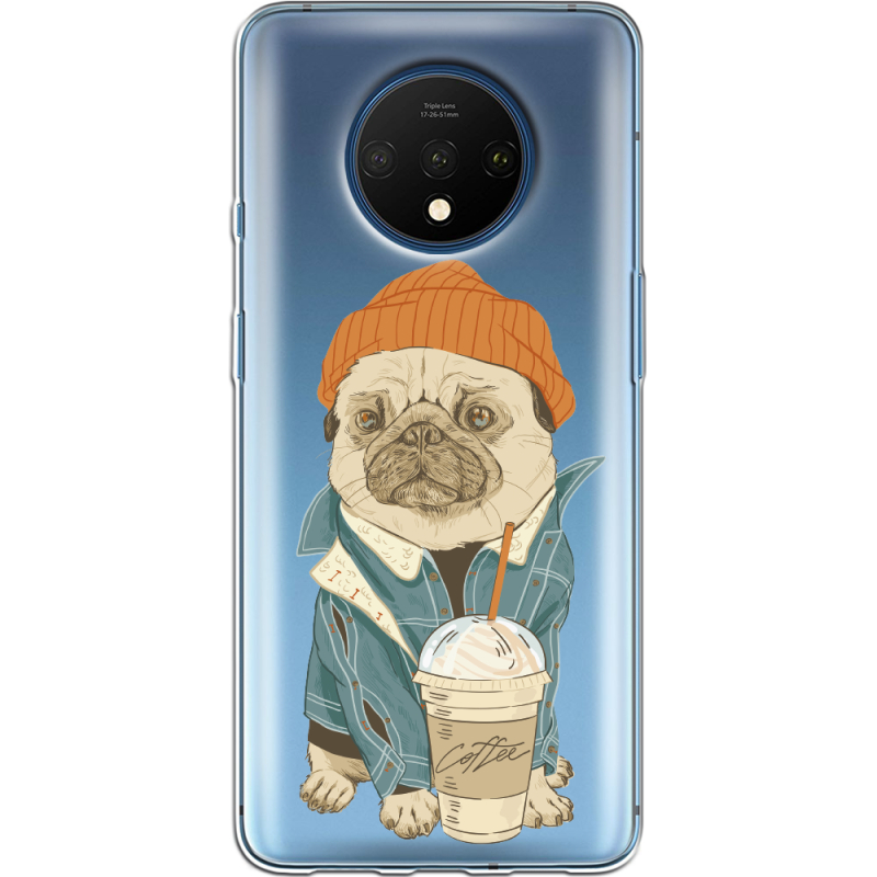 Прозрачный чехол Uprint OnePlus 7T Dog Coffeeman