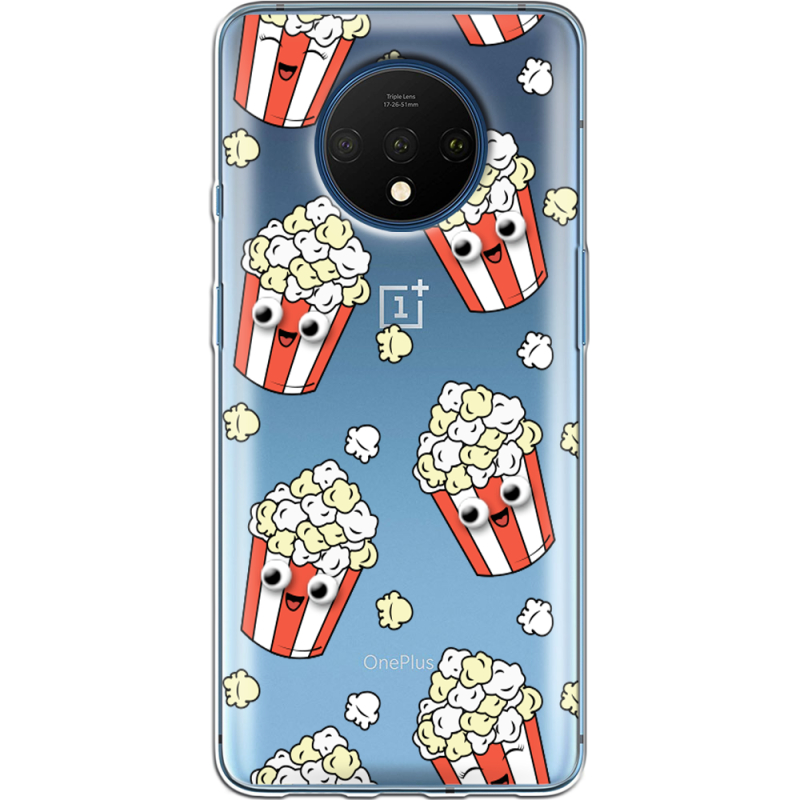 Прозрачный чехол Uprint OnePlus 7T с 3D-глазками Popcorn