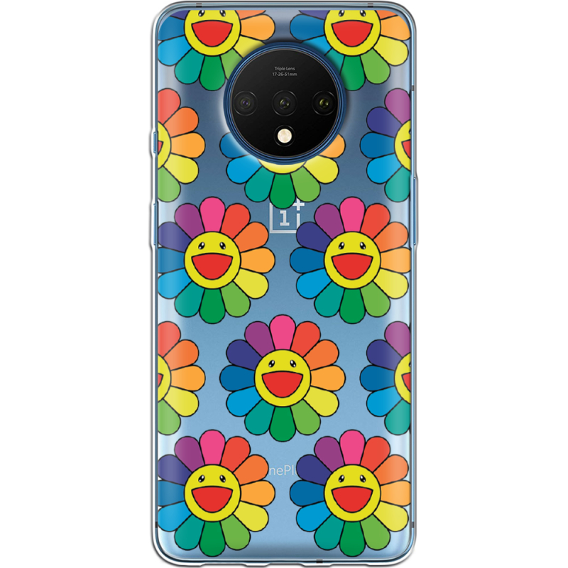 Прозрачный чехол Uprint OnePlus 7T Hippie Flowers