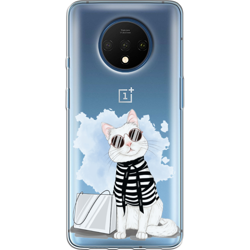 Прозрачный чехол Uprint OnePlus 7T Cat Style