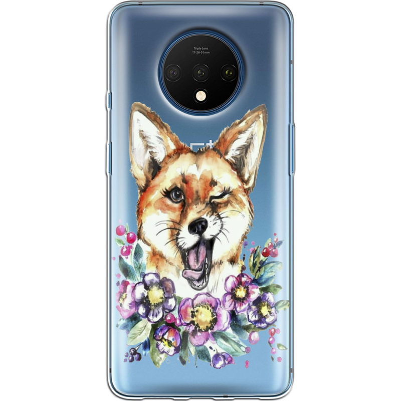 Прозрачный чехол Uprint OnePlus 7T Winking Fox