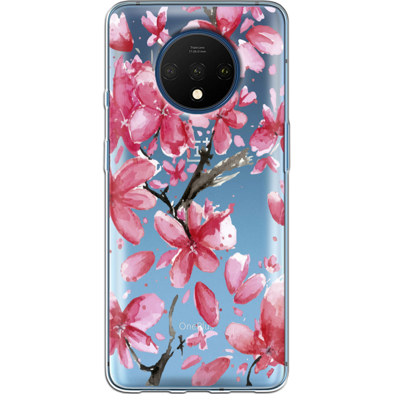 Прозрачный чехол Uprint OnePlus 7T Pink Magnolia