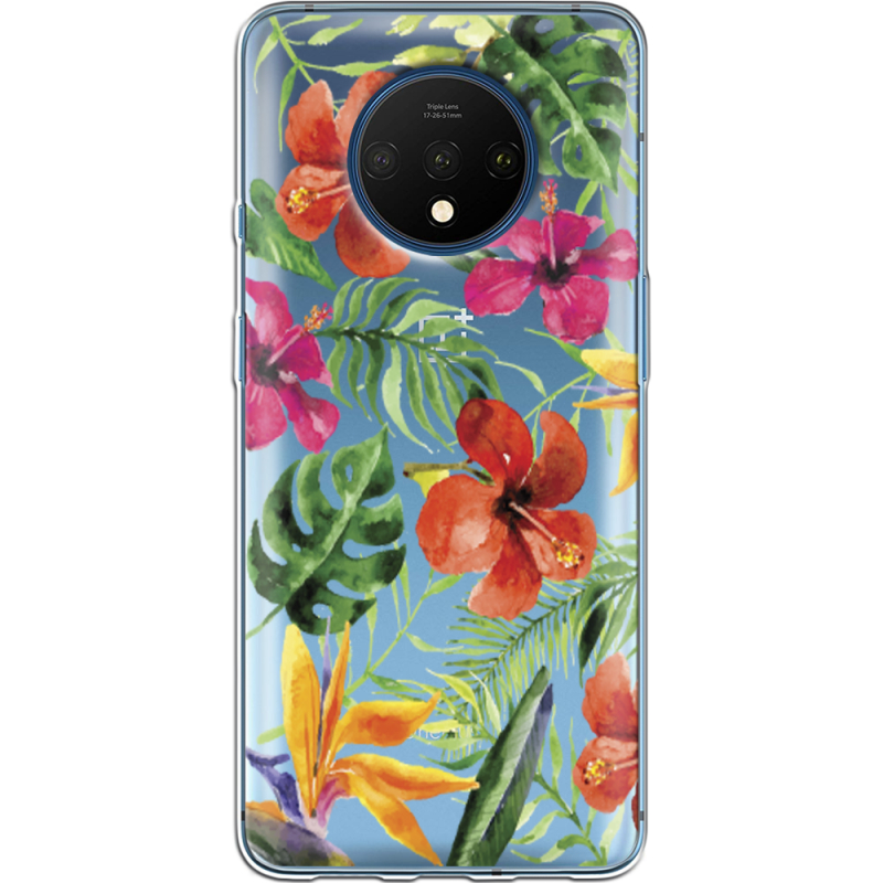 Прозрачный чехол Uprint OnePlus 7T Tropical Flowers