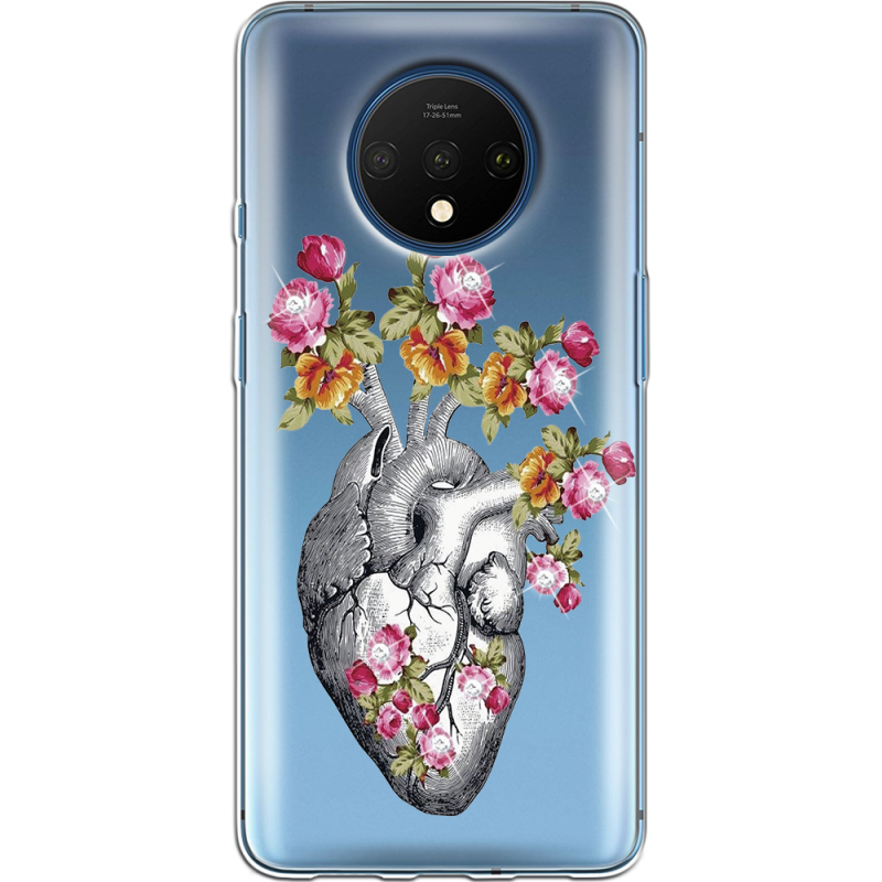 Чехол со стразами OnePlus 7T Heart