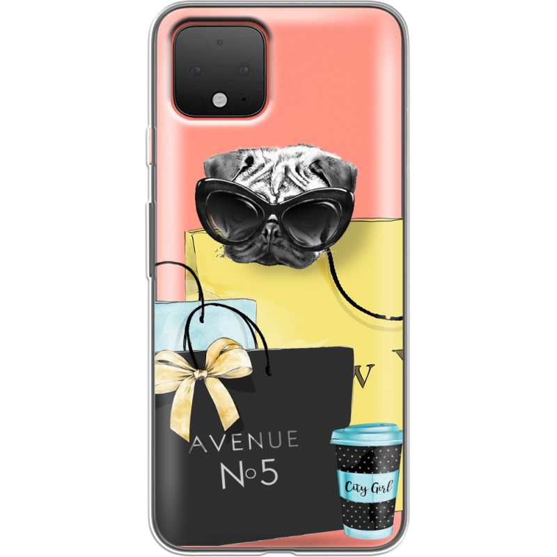 Прозрачный чехол Uprint Google Pixel 4 Fashion Pug