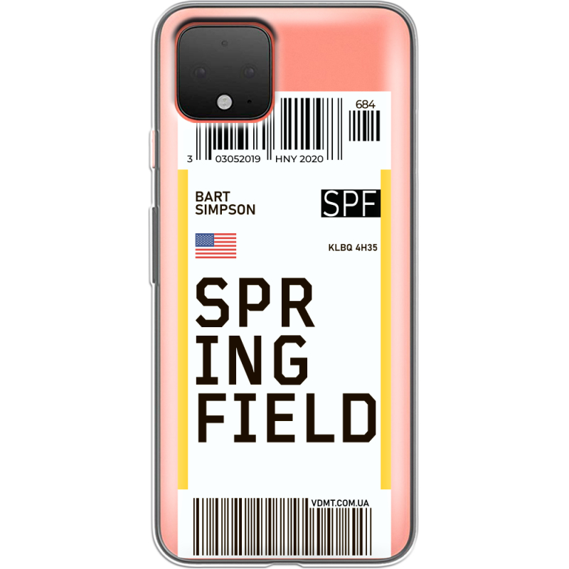 Прозрачный чехол Uprint Google Pixel 4 Ticket Springfield