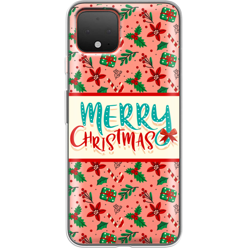 Прозрачный чехол Uprint Google Pixel 4 Vintage Christmas Pattern