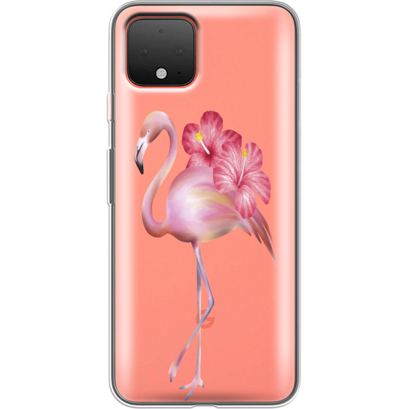 Прозрачный чехол Uprint Google Pixel 4 Floral Flamingo