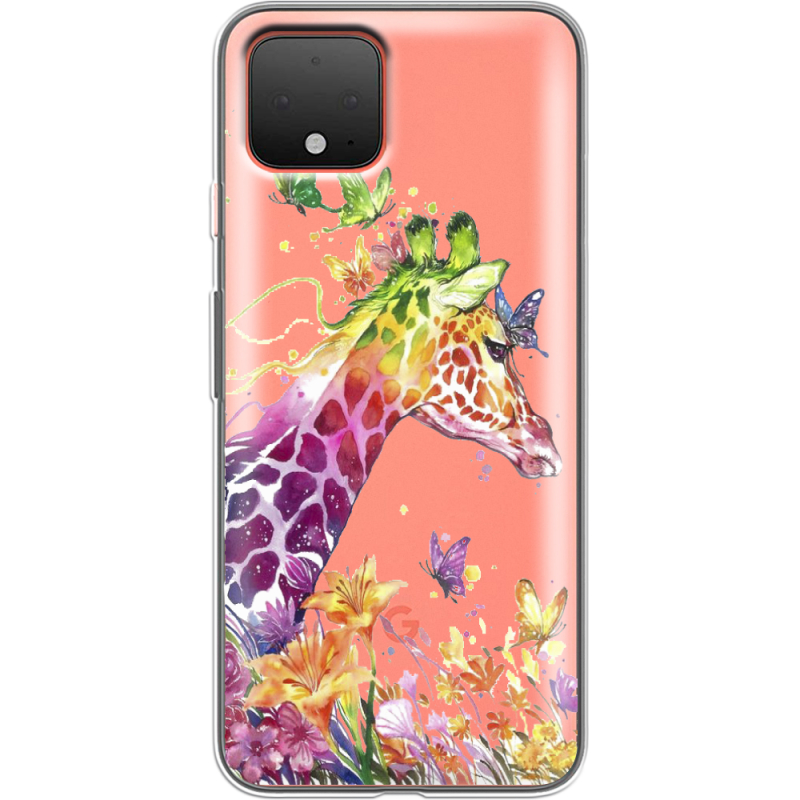 Прозрачный чехол Uprint Google Pixel 4 Colorful Giraffe