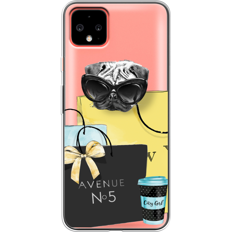 Прозрачный чехол Uprint Google Pixel 4 XL Fashion Pug