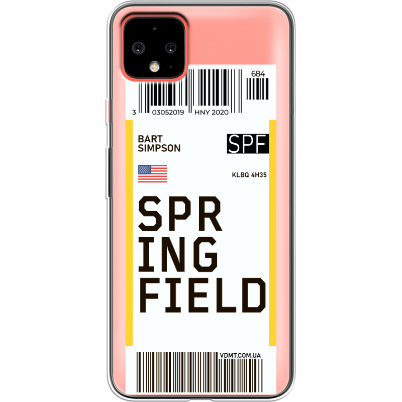 Прозрачный чехол Uprint Google Pixel 4 XL Ticket Springfield