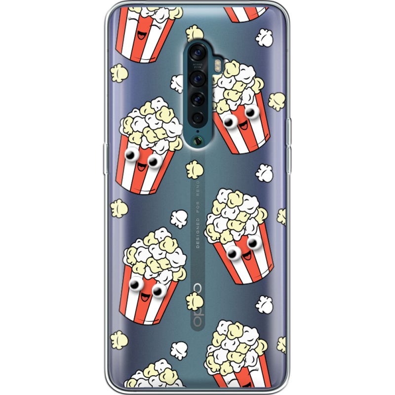 Прозрачный чехол Uprint OPPO Reno2 с 3D-глазками Popcorn