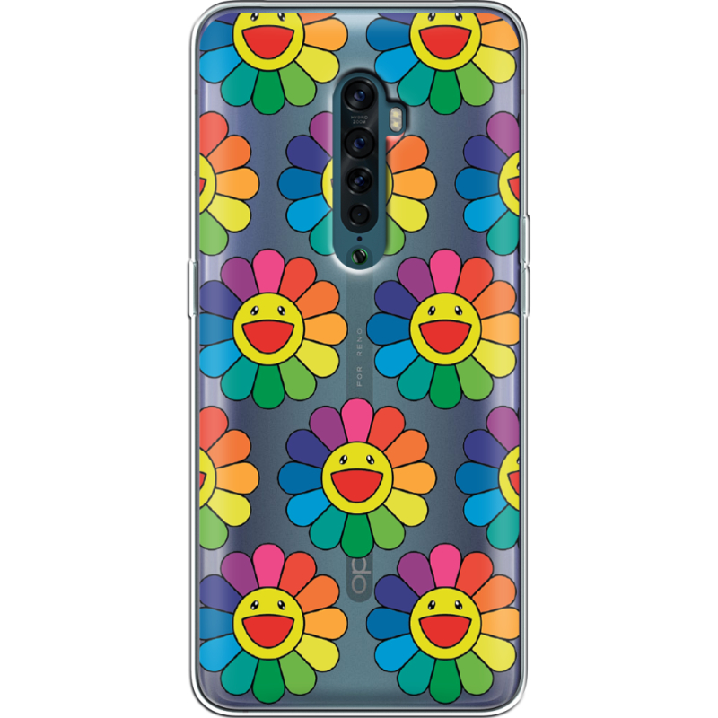 Прозрачный чехол Uprint OPPO Reno2 Hippie Flowers