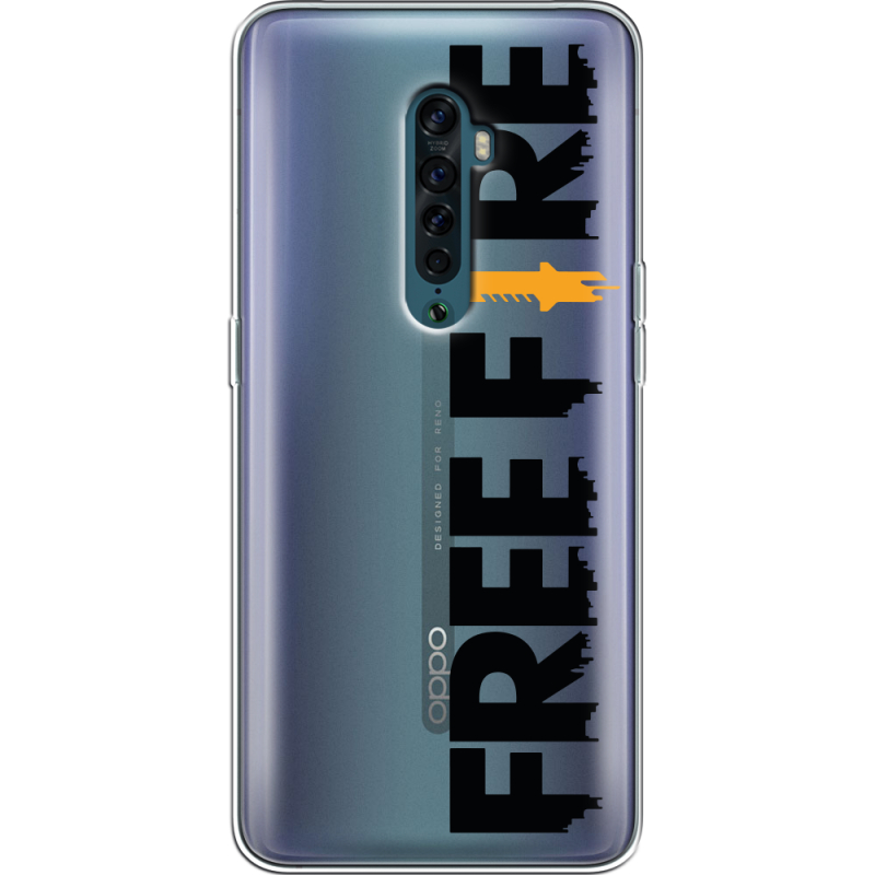 Прозрачный чехол Uprint OPPO Reno2 Free Fire Black Logo