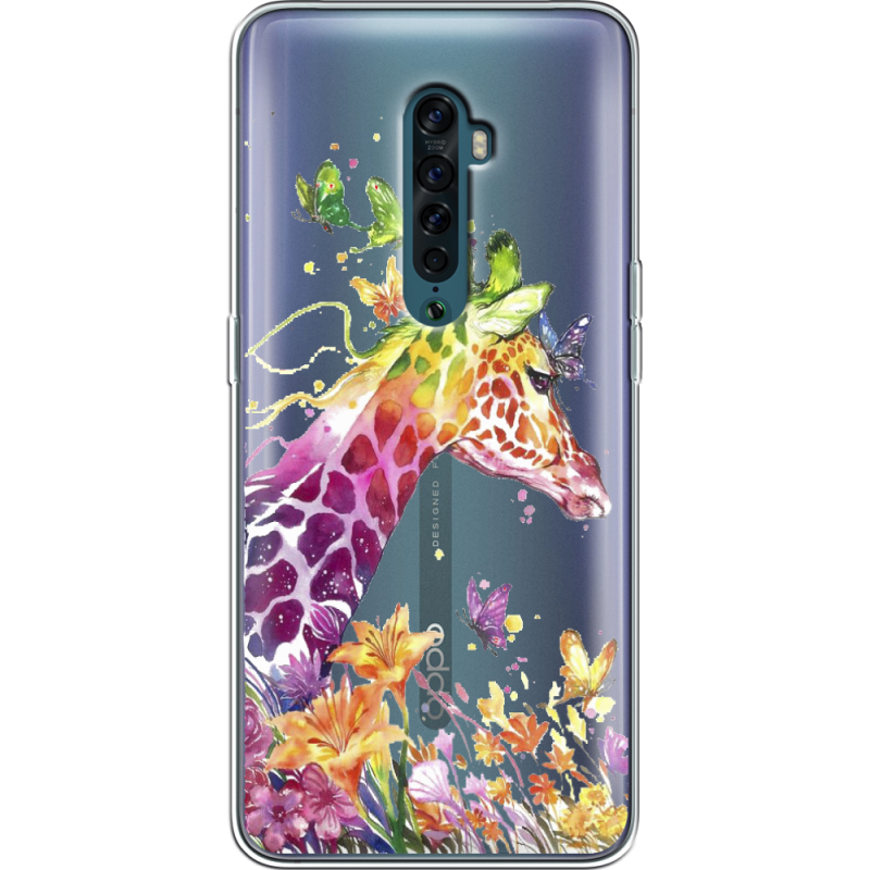 Прозрачный чехол Uprint OPPO Reno2 Colorful Giraffe