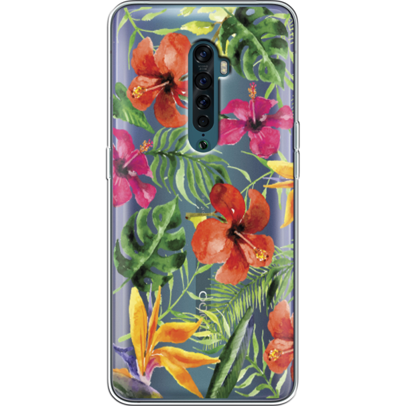 Прозрачный чехол Uprint OPPO Reno2 Tropical Flowers