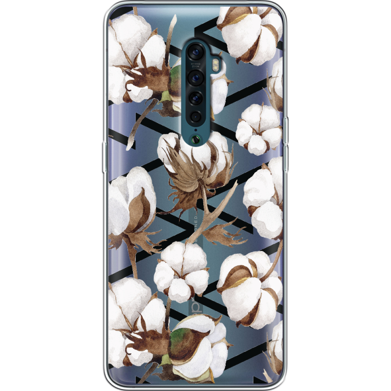 Прозрачный чехол Uprint OPPO Reno2 Cotton flowers