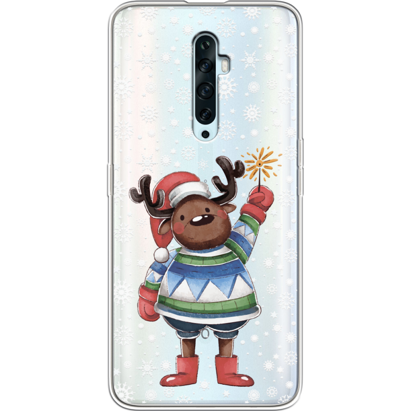 Прозрачный чехол Uprint OPPO Reno2 Z Christmas Deer with Snow