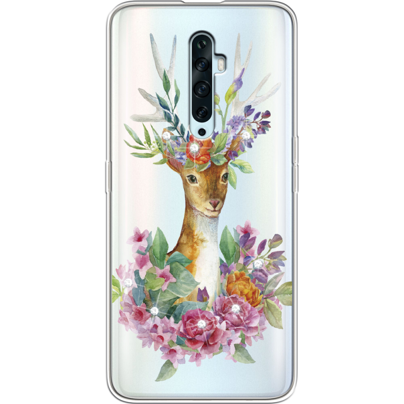 Чехол со стразами OPPO Reno2 Z Deer with flowers