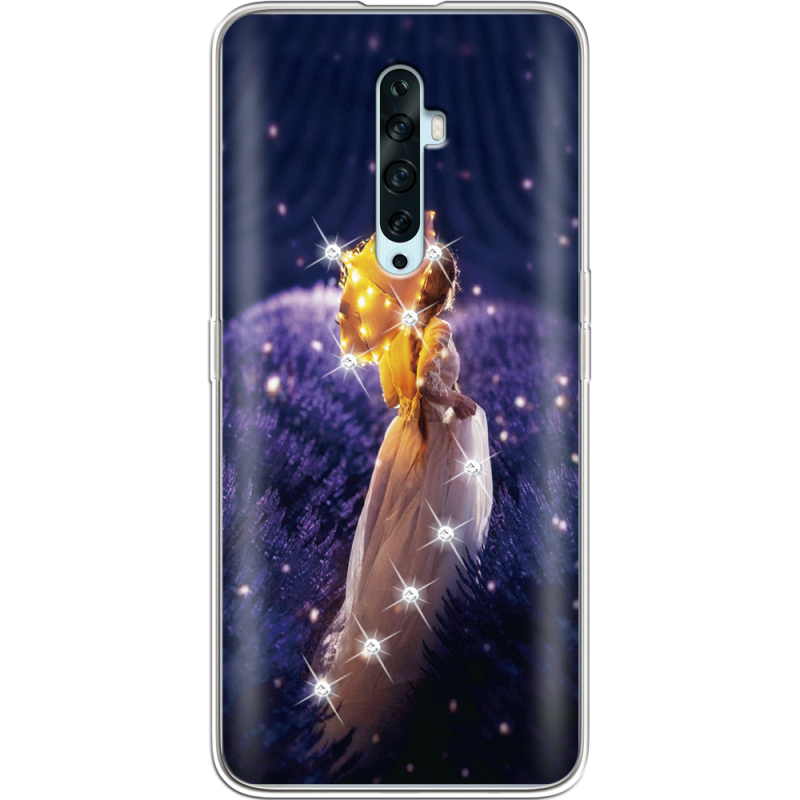 Чехол со стразами OPPO Reno2 Z Girl with Umbrella